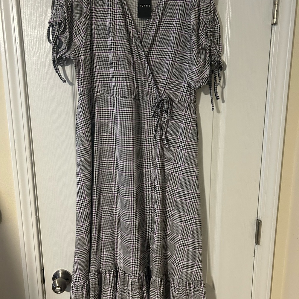 Torrid Black and White Plaid Midi Dress